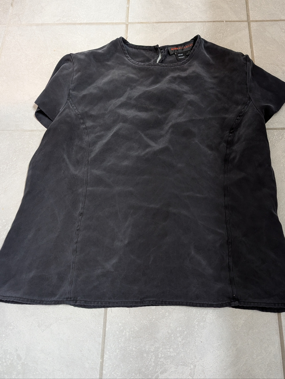 Nina McLemore 100% Silk Short sleeve Princess seam shirt, Size 18